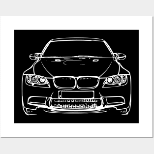 White E90 Car Sketch Art Posters and Art